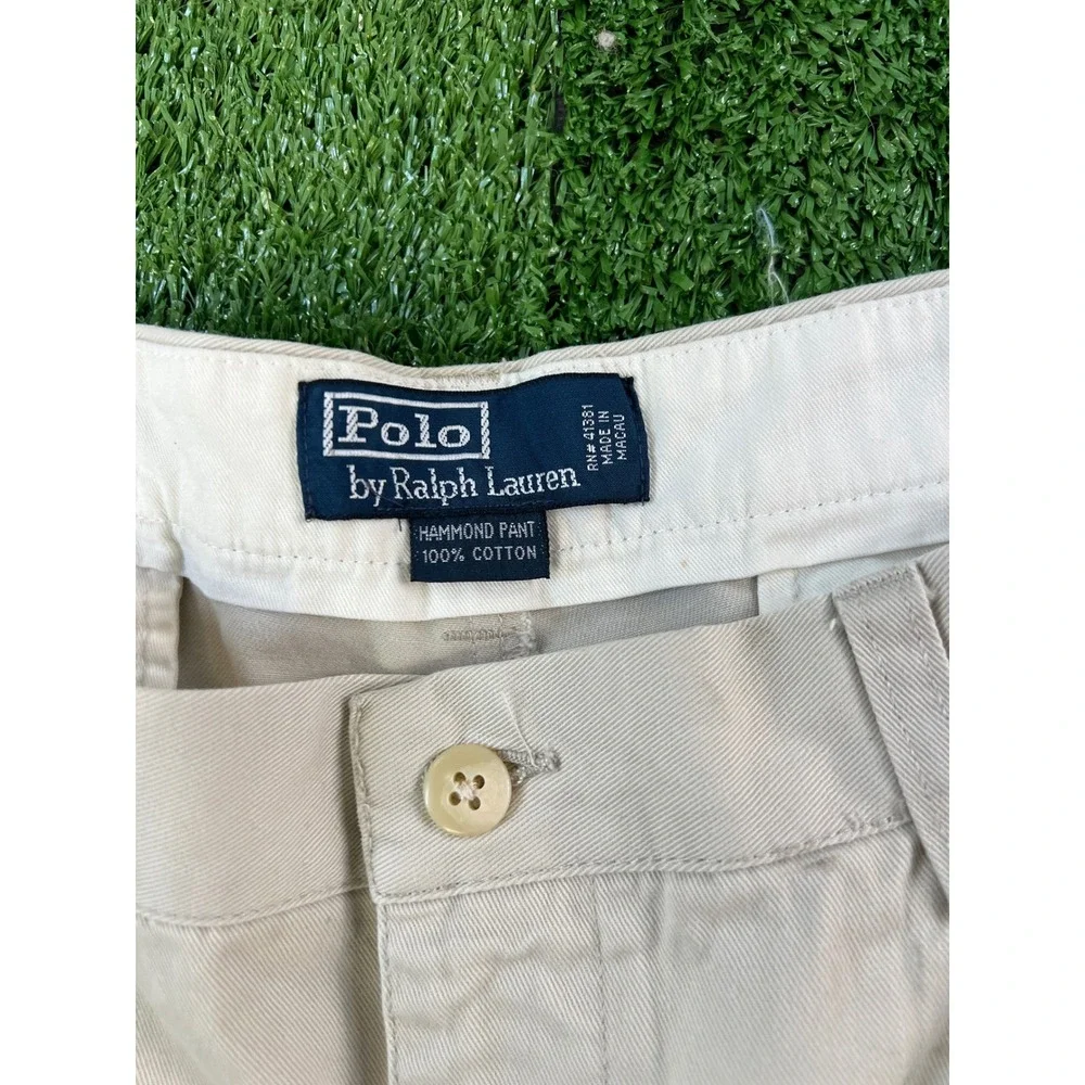 Polo Ralph Lauren Hammond Pant Mens 36x29 Khaki Tan Double Pleated Cotton Chinos